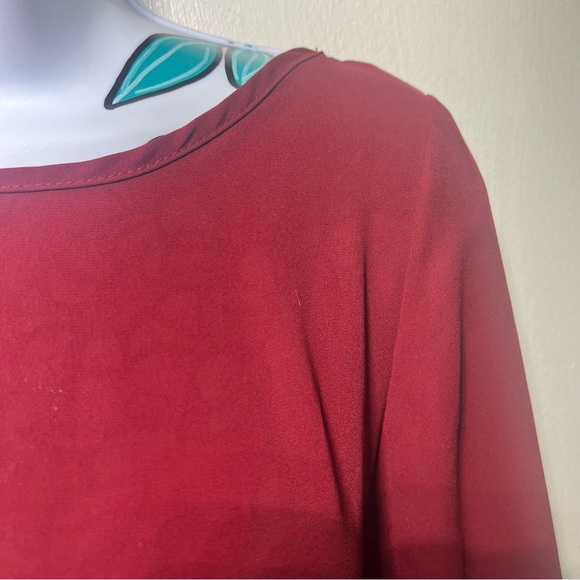 Red Long Sleeve Bow Back Blouse - Picture 2 of 3